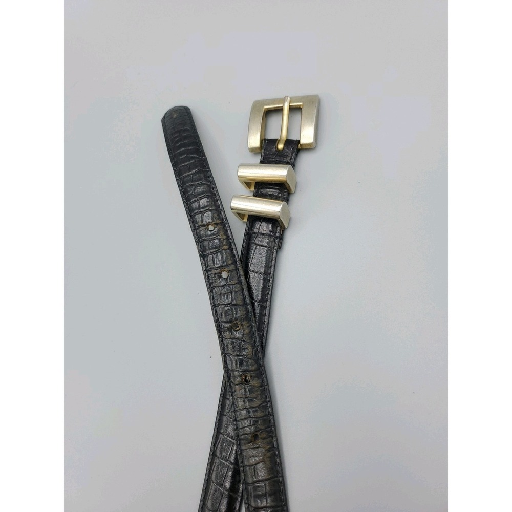 Kenneth Cole New York Calfskin Leather Croc Embossed Belt Gold Buckle Ladies Lrg - Picture 9 of 9